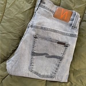 Nudie Jeans “Thin Finn” Slim Fit Denim in “Pale Lead”